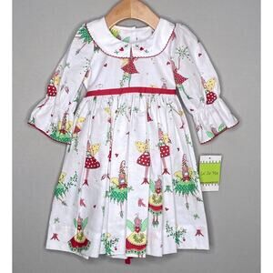 LE' ZA ME White Christmas Fairies Dress w/Embroidered Collar NWT Girls 2T